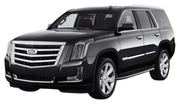 Black luxury SUV parked, showcasing sleek design and chrome accents.